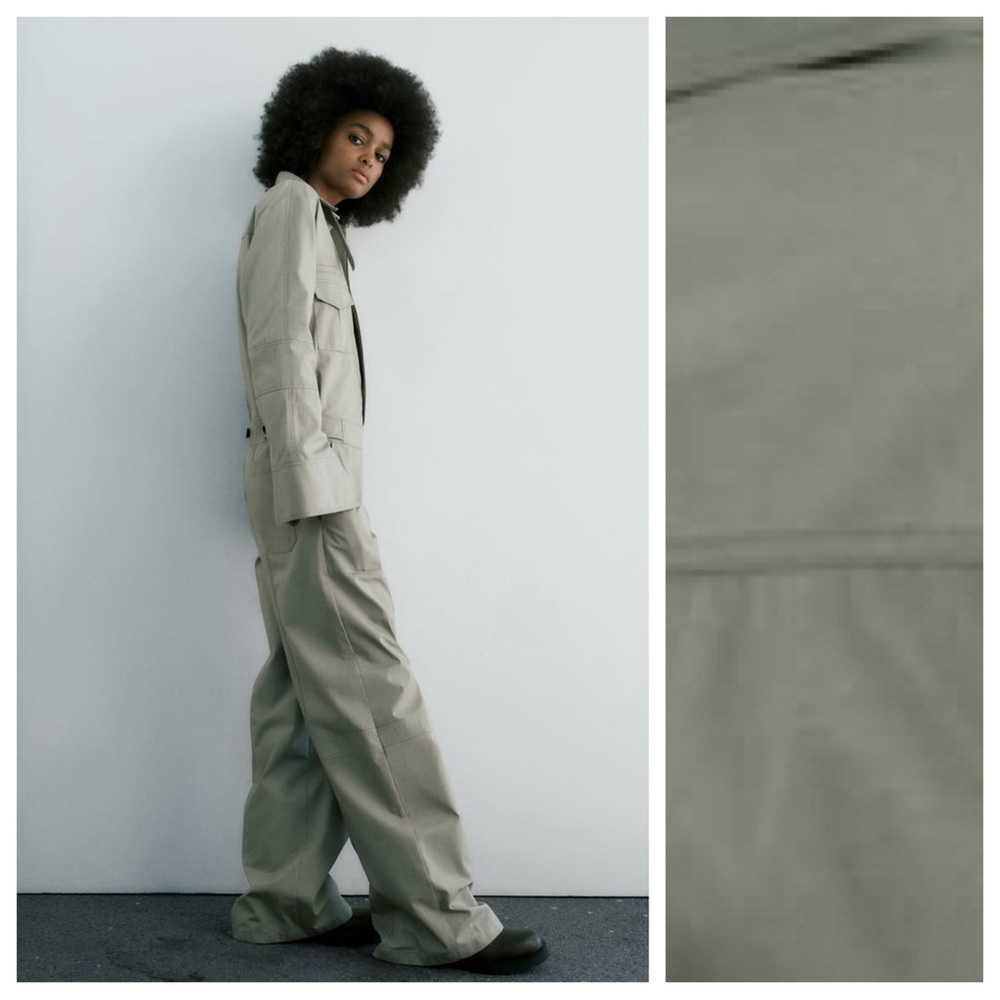 NWT. Zara Greenish Cotton Full Length Jumpsuit. Size S. - Picture 4 of 12